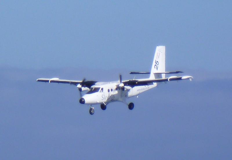 Twin Otter coming in to land at St Mary's.
